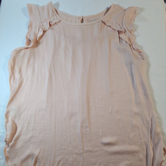 Loft Pink Sleeveless Blouse L Lightweight Sheer Layering Top Feminine Chic - Picture 1 of 6